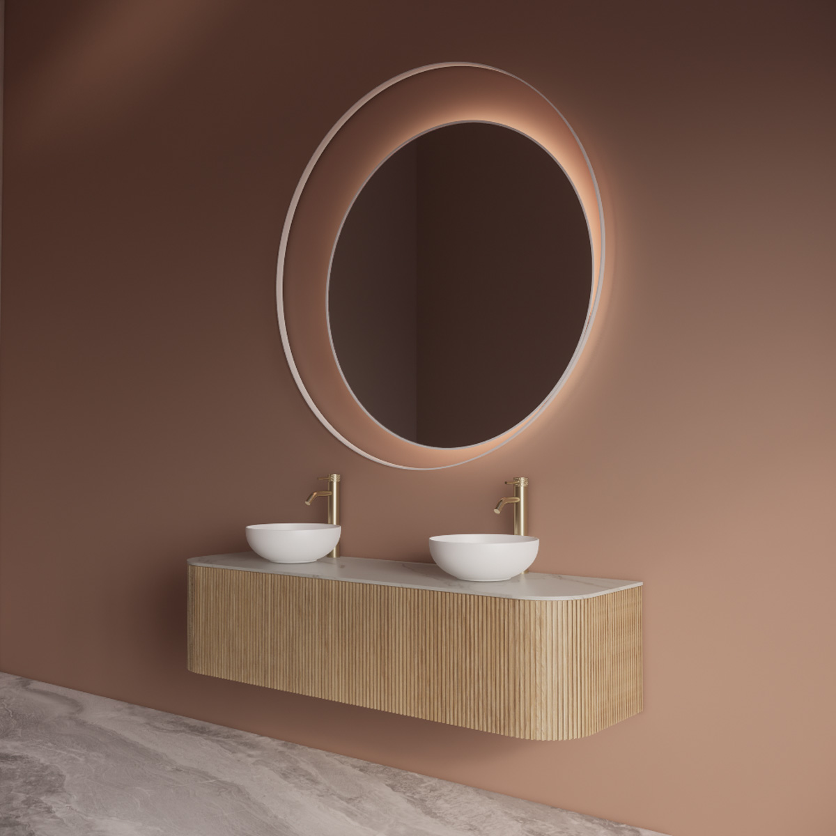 Gliss Design Kosmos spiegel rond met cirkel 140cm mat wit met handsensor