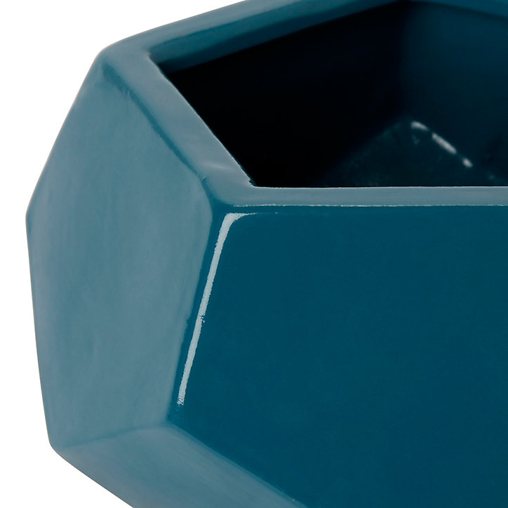 Pot rond émaillé motifs géométriques bleu ø9 cm