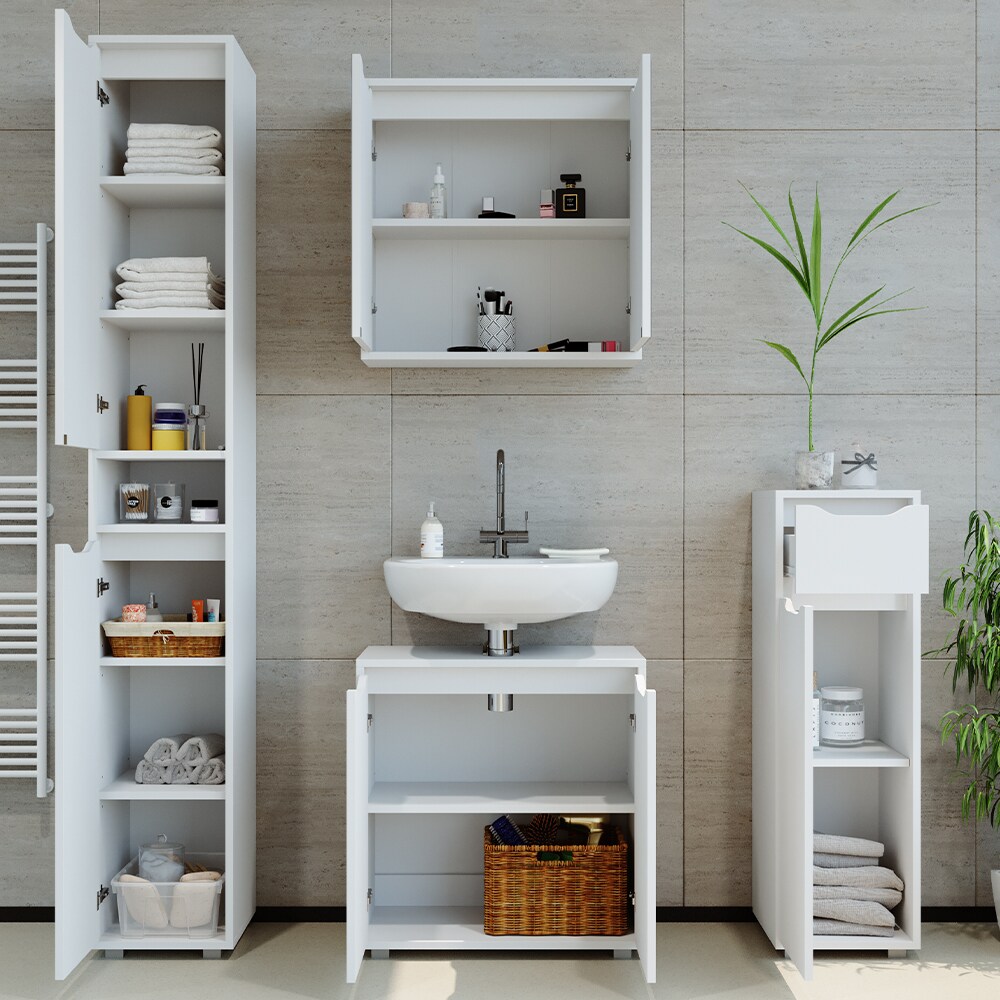 Vicco Badmöbel Set Badezimmermöbel Ruben Spiegelschrank Waschtisch Hochschrank