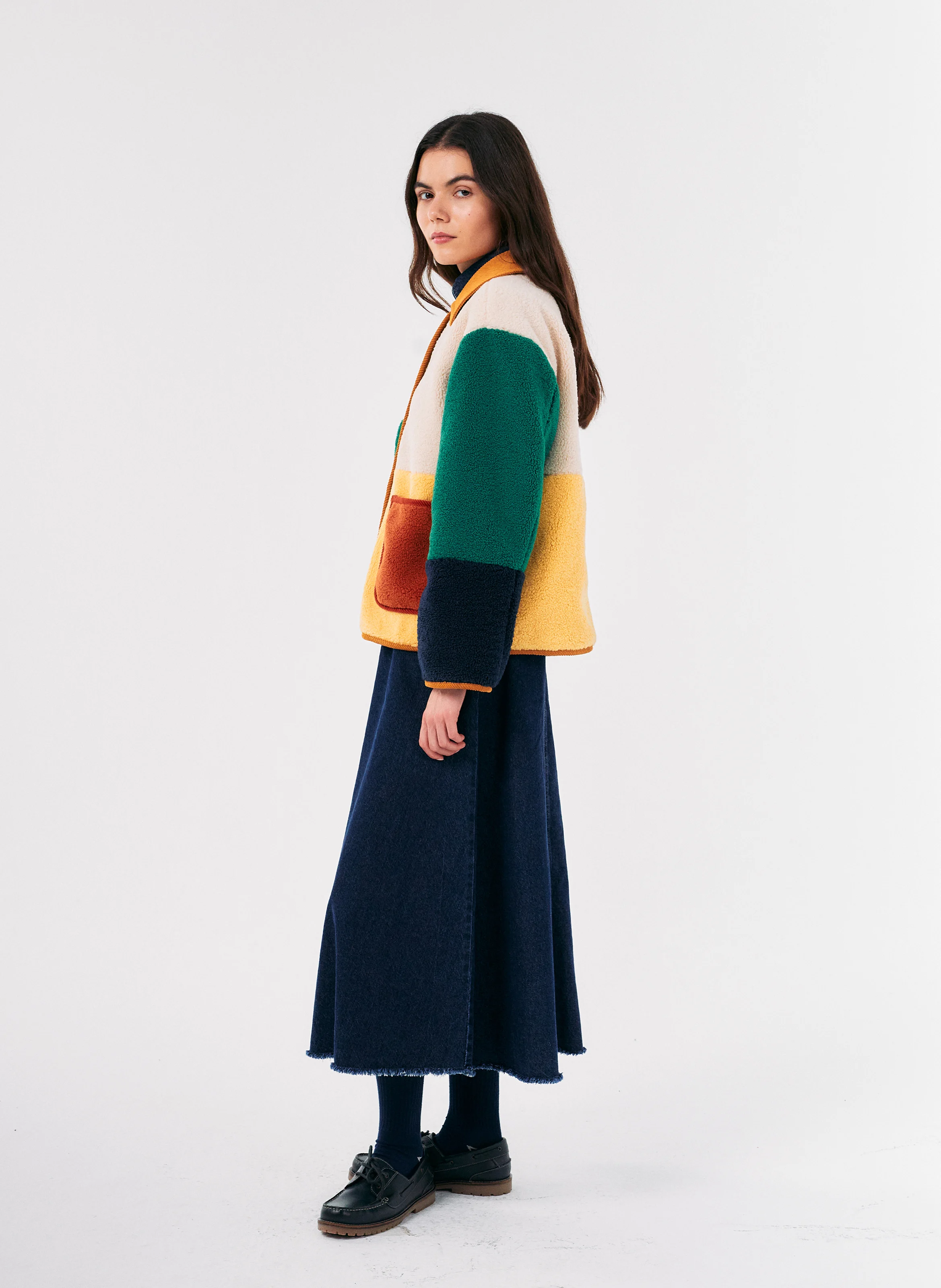 Veste col classique en sherpa | Multicolore