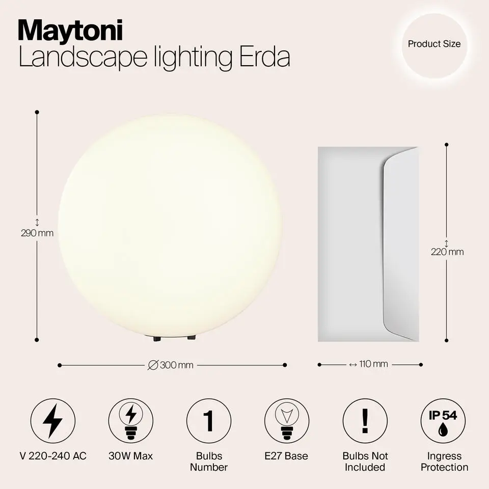 Maytoni Outdoor - Landschapsverlichting Erda - Wit