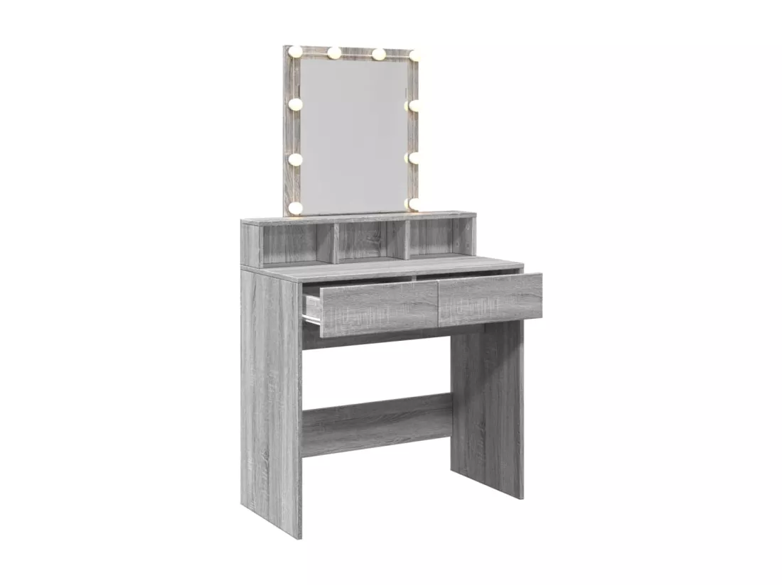 Coiffeuse avec LED sonoma gris 80x41x144,5 cm