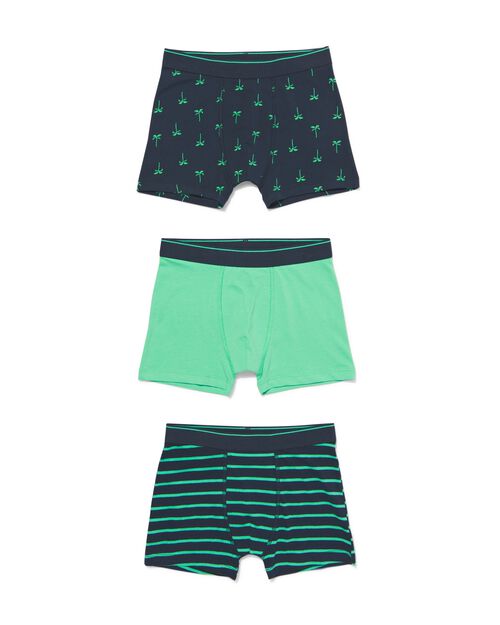 3 boxers enfant en coton/stretch bleu