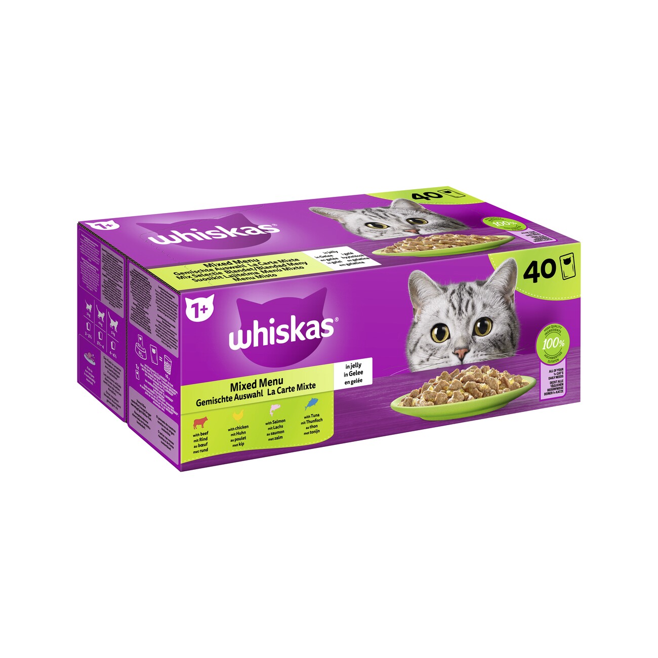 Whiskas Mega Pack 1+ Gemischte Auswahl in Gelee 40 x 85g