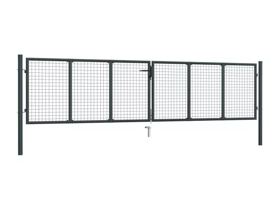 Portail en maille de jardin Acier galvanisé 400 x 150 cm Gris