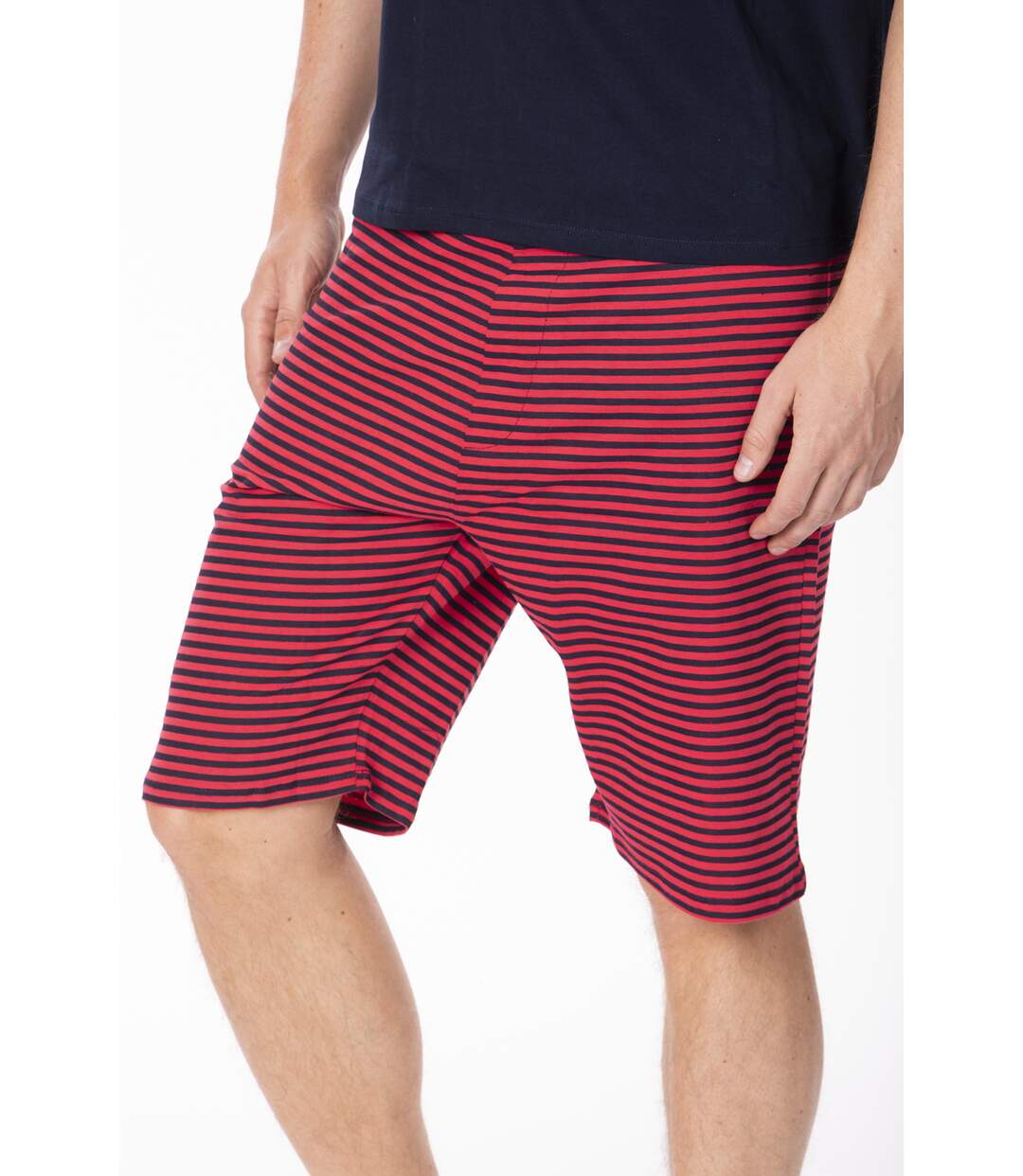Pyjashort jersey à fines rayures PYJA7 MARINE