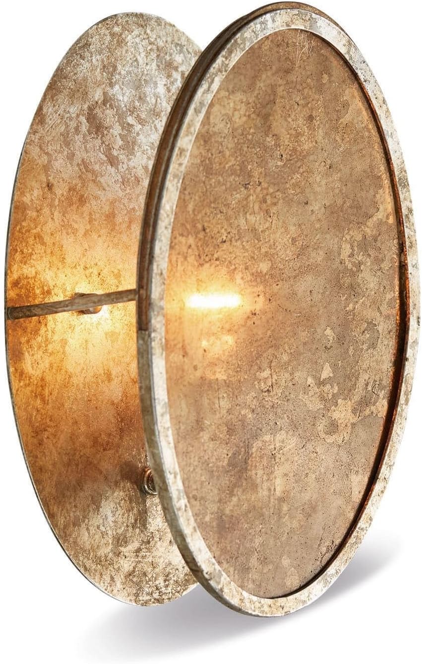 LOBERON Wandlampe Crix, modernes Design mit Charme, Antik-Finish in Rost-Optik, Wandleuchte im Vintage-Look, Wohn-Accessoire, Eisen, Glas, antikgold