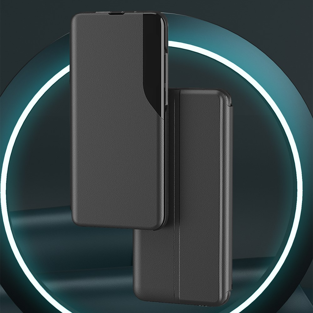 Samsung Galaxy S23 FE Leder Hülle Small Window View Flip Case - Schwarz