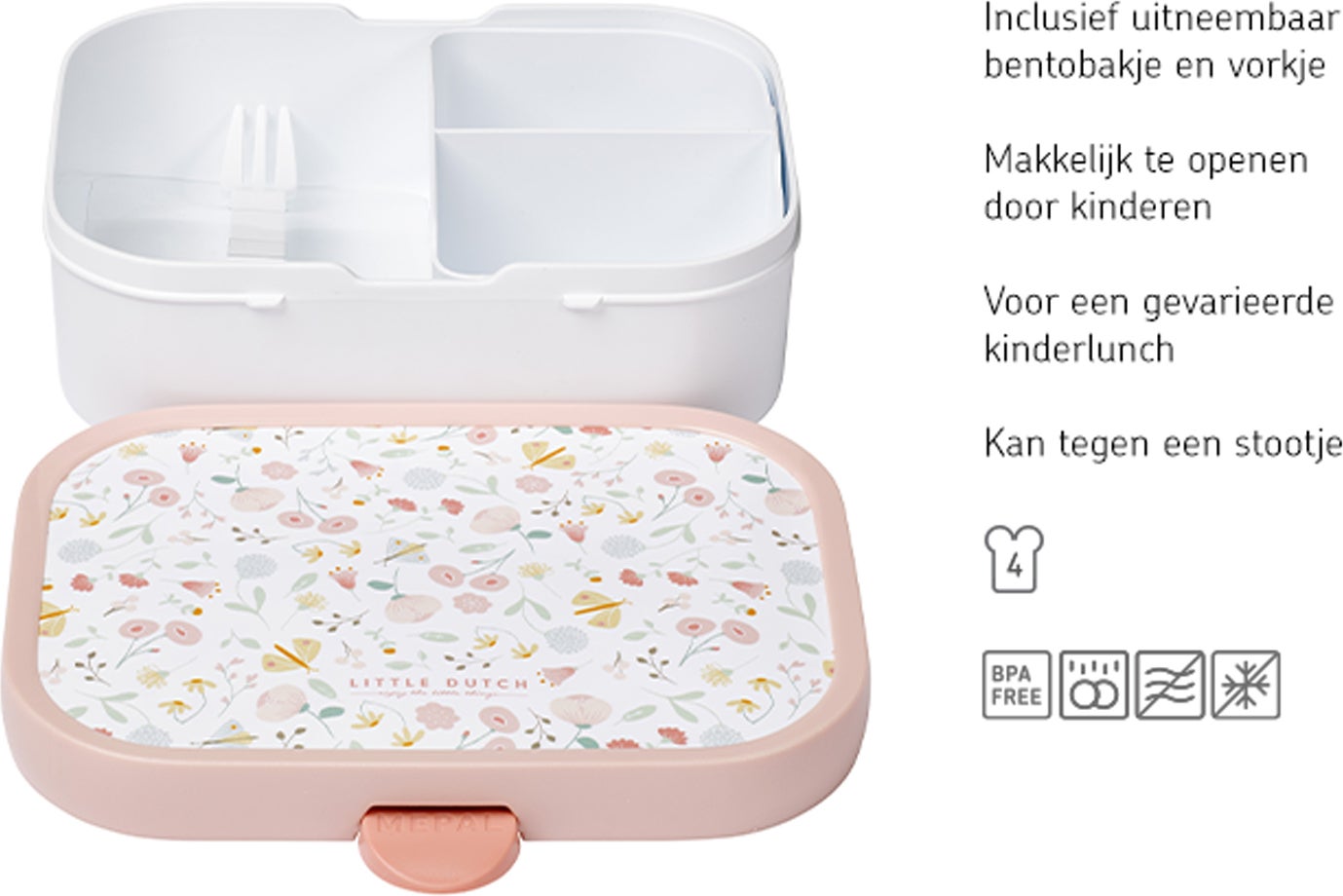 Mepal broodtrommel Campus flowers & butterflies 17,8 x 13,2 x 6,1 cm