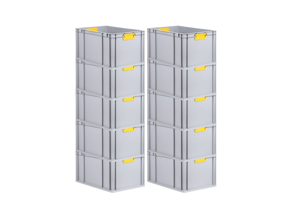 PROREGAL Eurobox Nextgen Kleur HxBxD 32 x 40 x 60 cm 65 liter Handgrepen Geel Gesloten Versterkte bodem Eurocontainer Transportbox