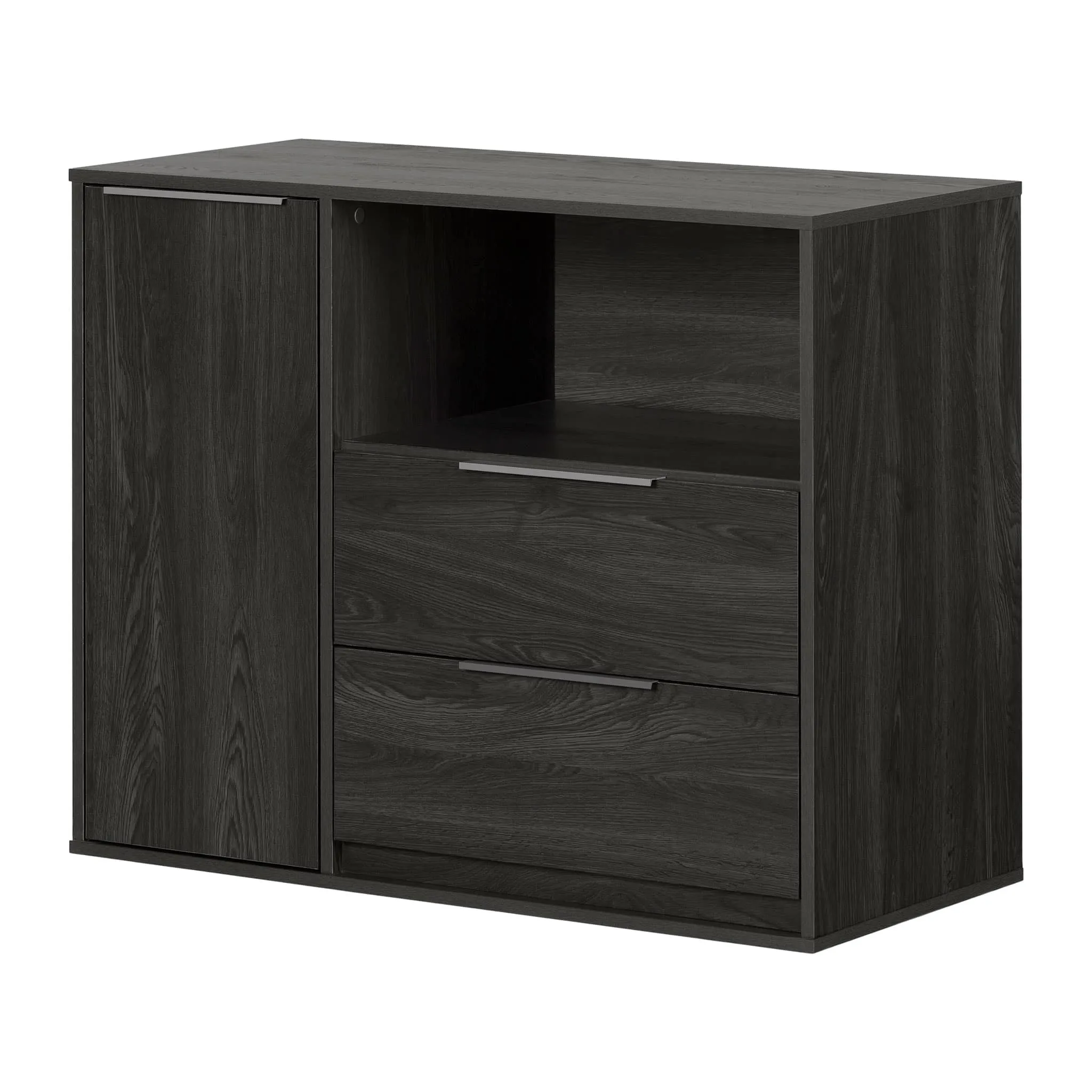 South Shore Commode à porte 2 tiroirs - Hourra Chêne gris