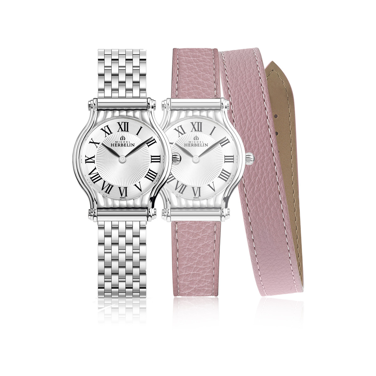 Montre Herbelin Antarès femme acier bracelet cuir rose