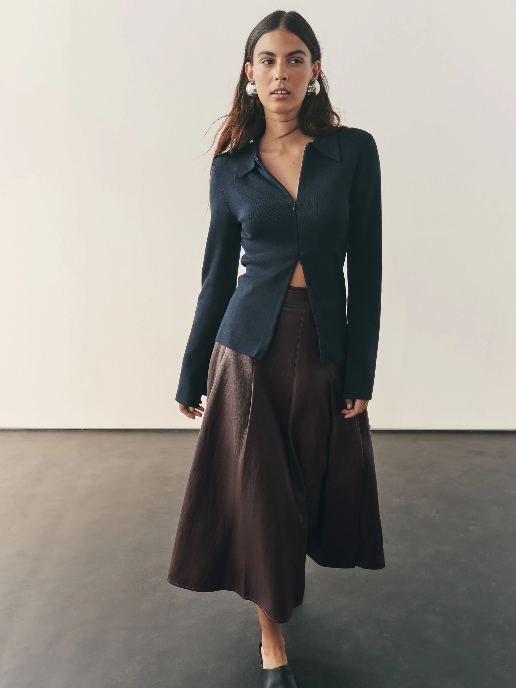 Nothing Ordinary Faux Leather Wrap Midi Kilt Skirt