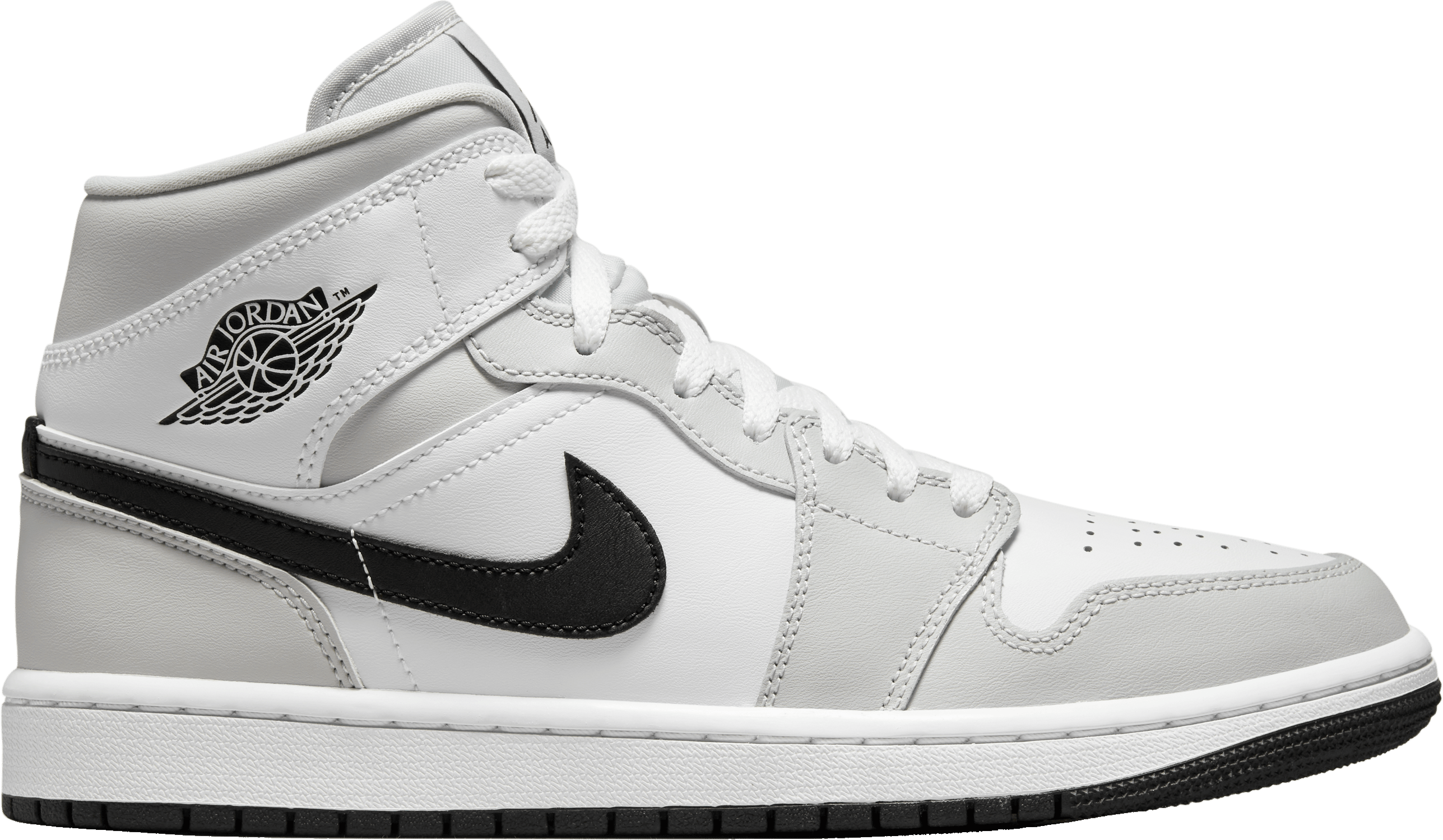 Jordan Air 1 Mid Damen Grau Schwarz Weiss F015