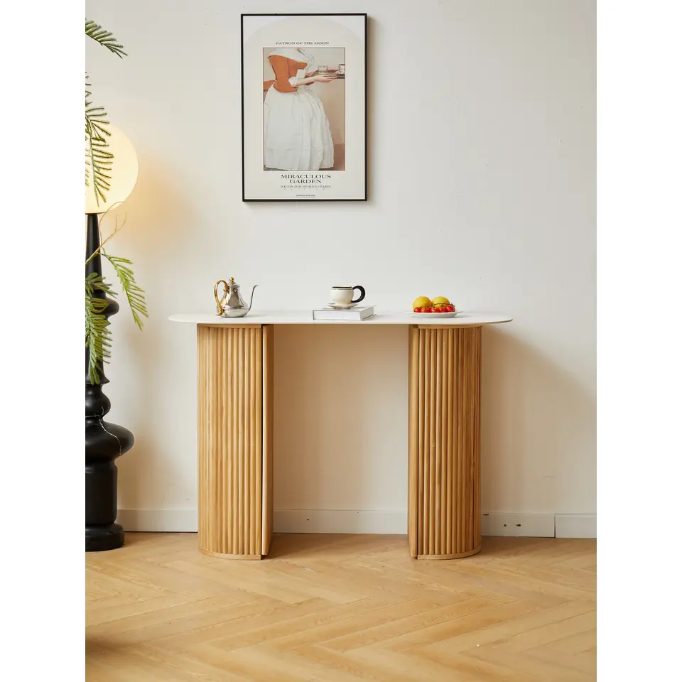 Console van hout met marmerlook blad