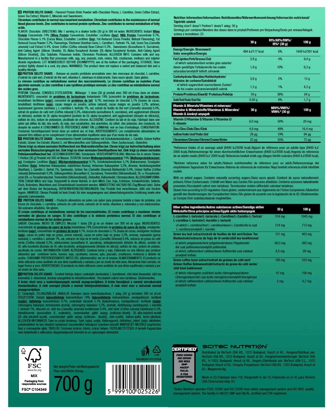 Scitec Nutrition Batido Protein Delite 700 g