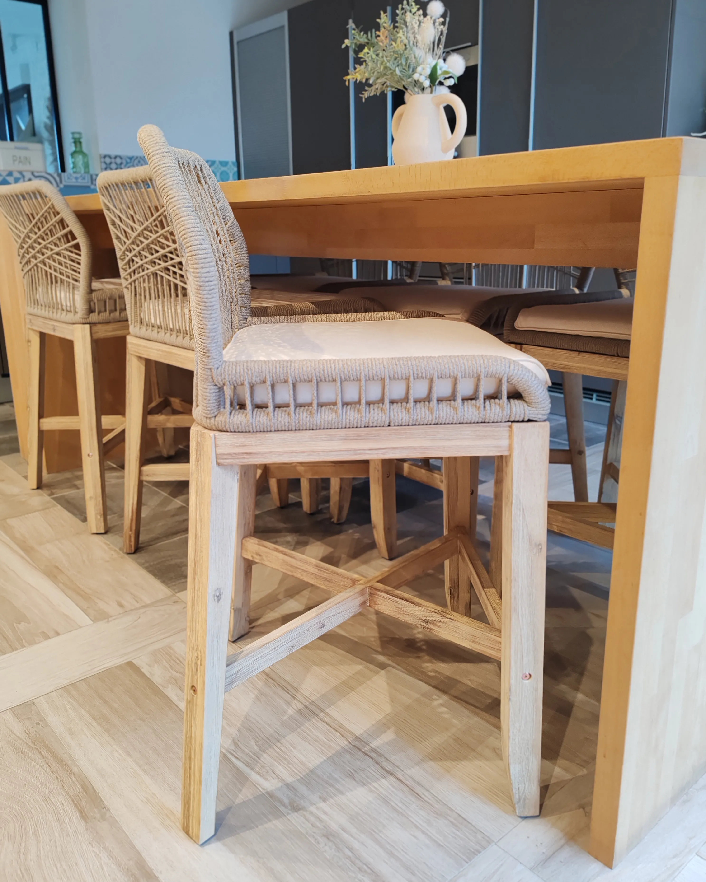 Set van 2 tuinbarkrukken TALAMONE Acaciahout Beige
