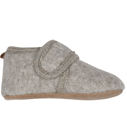 Melton Hausschuhe - Wolle - Beige Melange