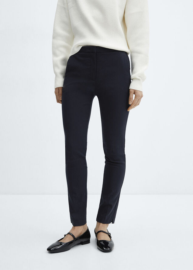 MANGO Crop skinny trousers Navy