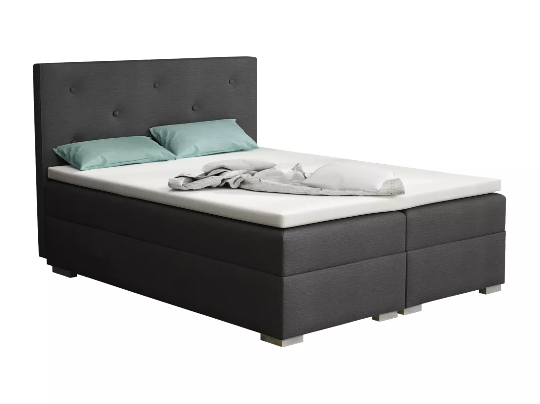 LIT BOXSPRING avec surmatelas Holta 200x200 cm, Orinoco 96 (Gris foncé)