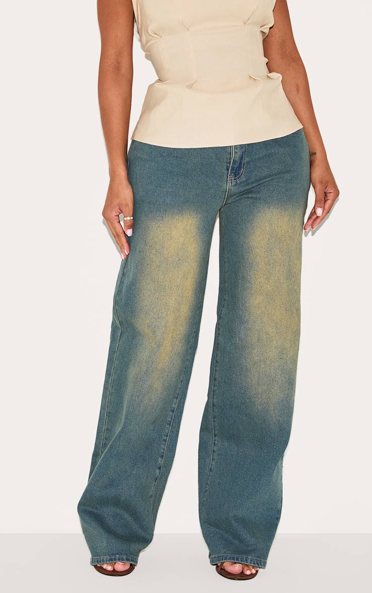 Délavage Vintage Jean Droit Taille Haute Stretch Sablier Sculptant
