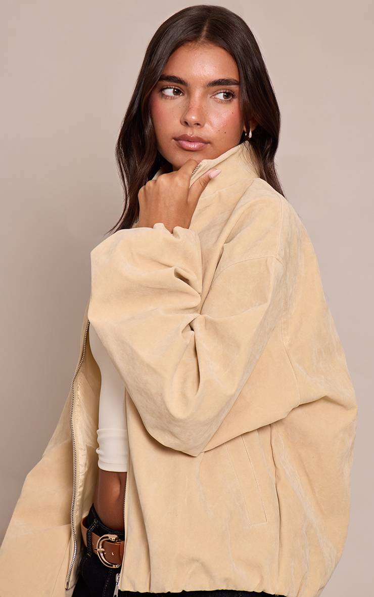 Pale Yellow Veste Bomber En Daim