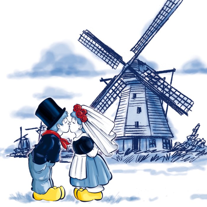 Old Dutch | Huwelijkskaart | bootje | molen