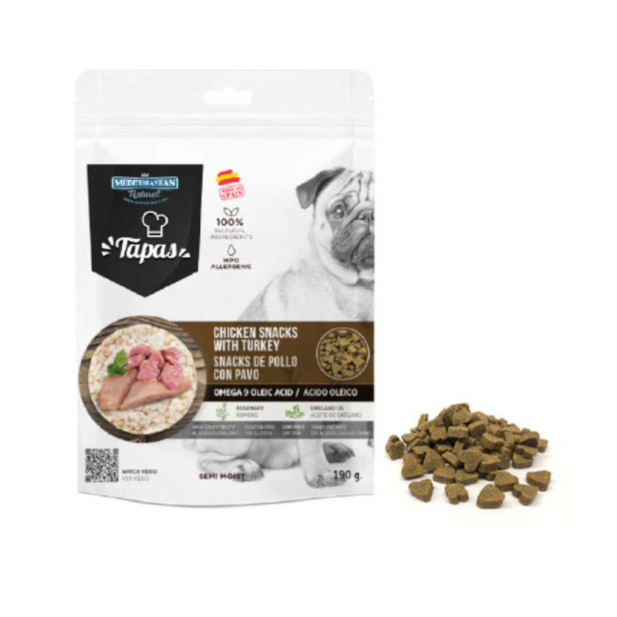 Biscoitos para cães sabor tapas naturais mediterrâneas com frango e peru