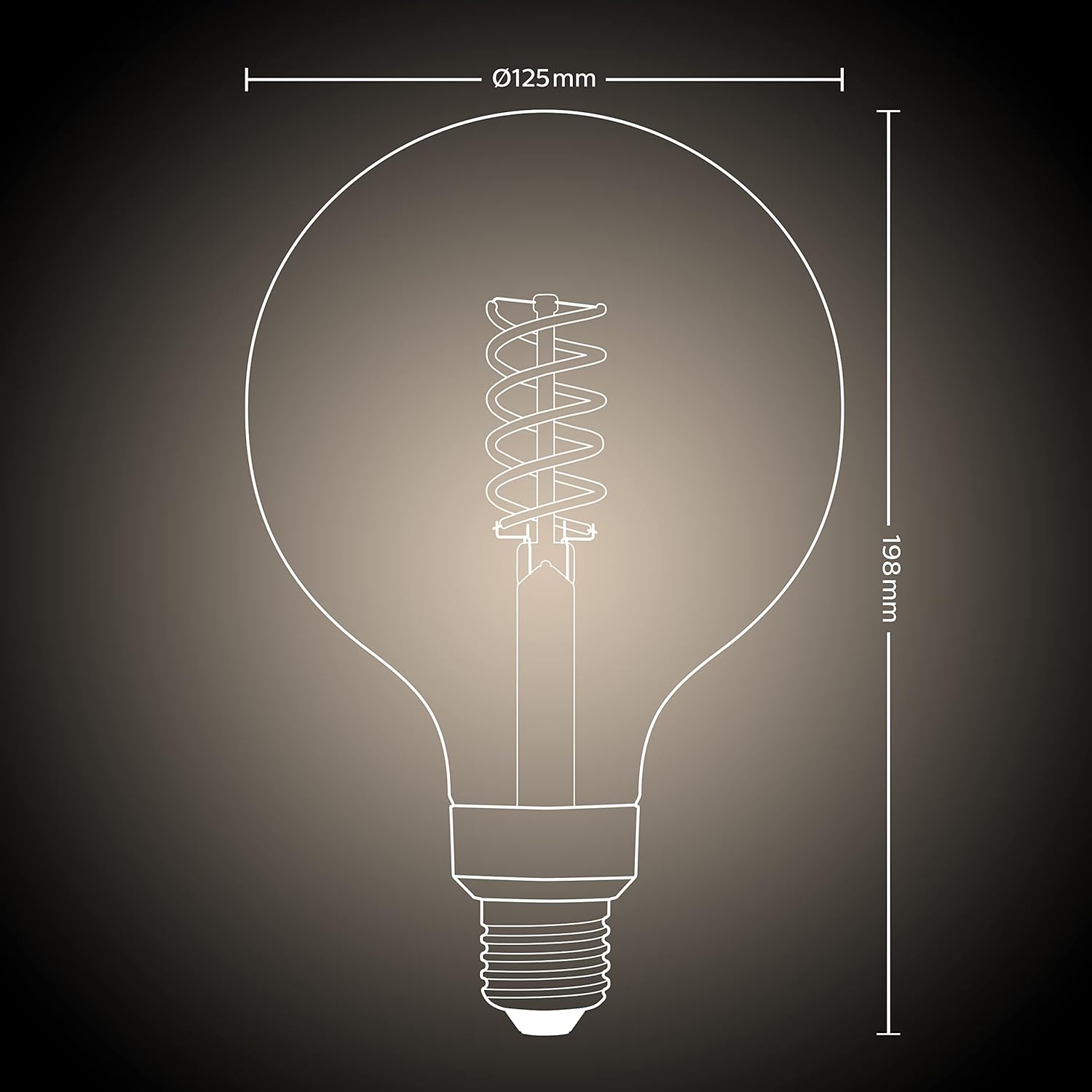 Philips Hue Vorteilspaket - E27 - mit 2 Filament Globe Lampen Groß (G125) - Warmweißes Licht - inkl. 1 Hue Dimmschalter - Hue White Filament
