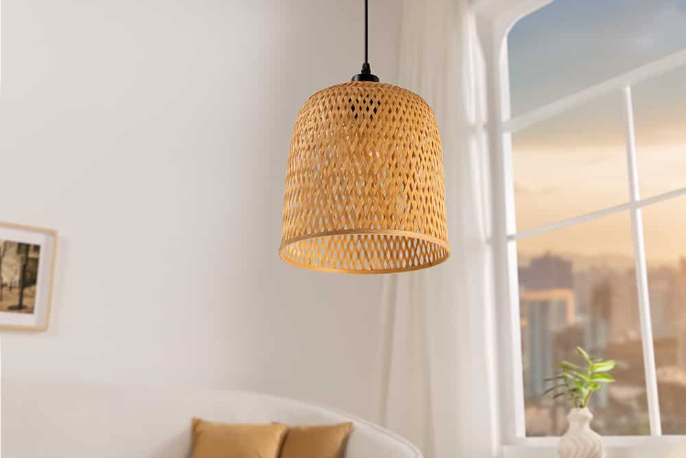 Handgefertigte Hängeleuchte ORGANIC LIVING 25cm natur Bambus Korb-Lampe Boho-Style