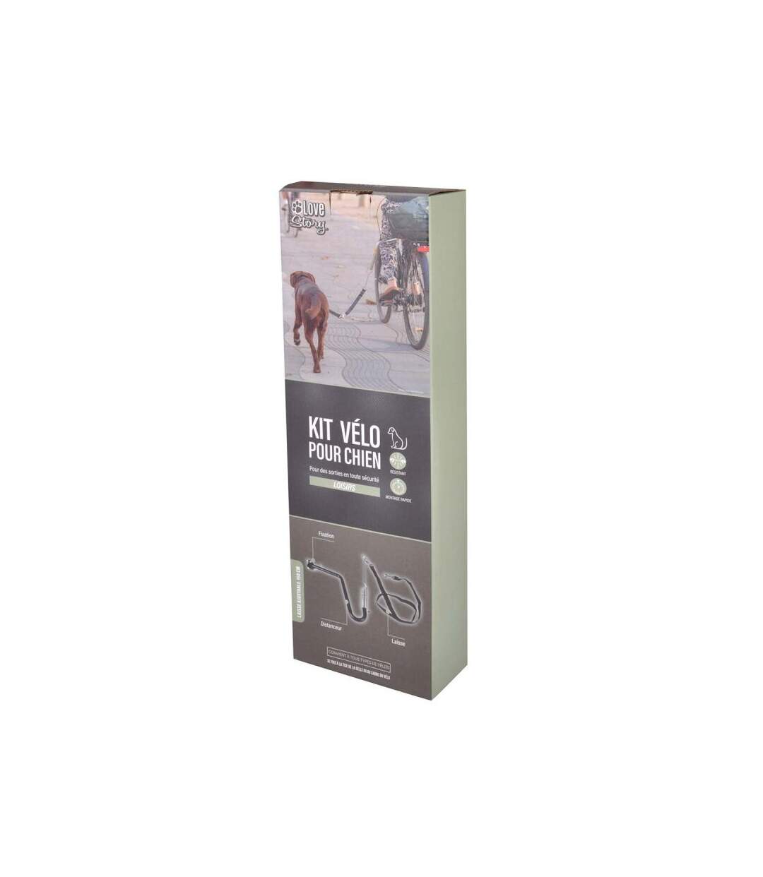 Paris Prix - Kit D'accroche Vélo Pour Chien laisse 48cm Noir