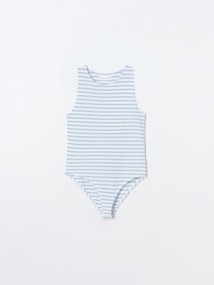Body listrado - Branco/turquesa