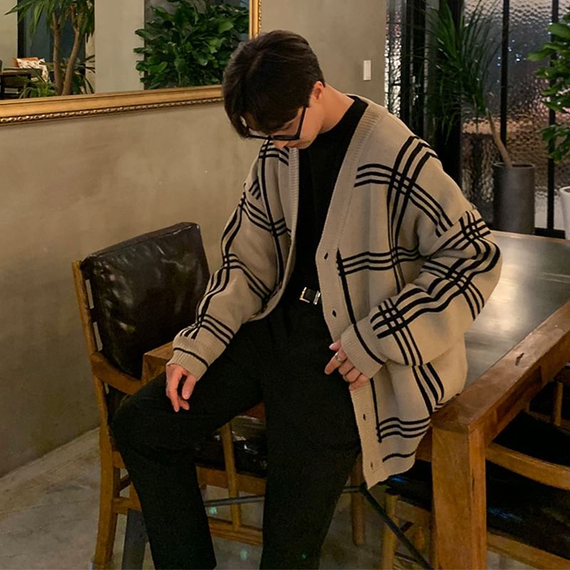 Blueforce - V-hals geruite cardigan