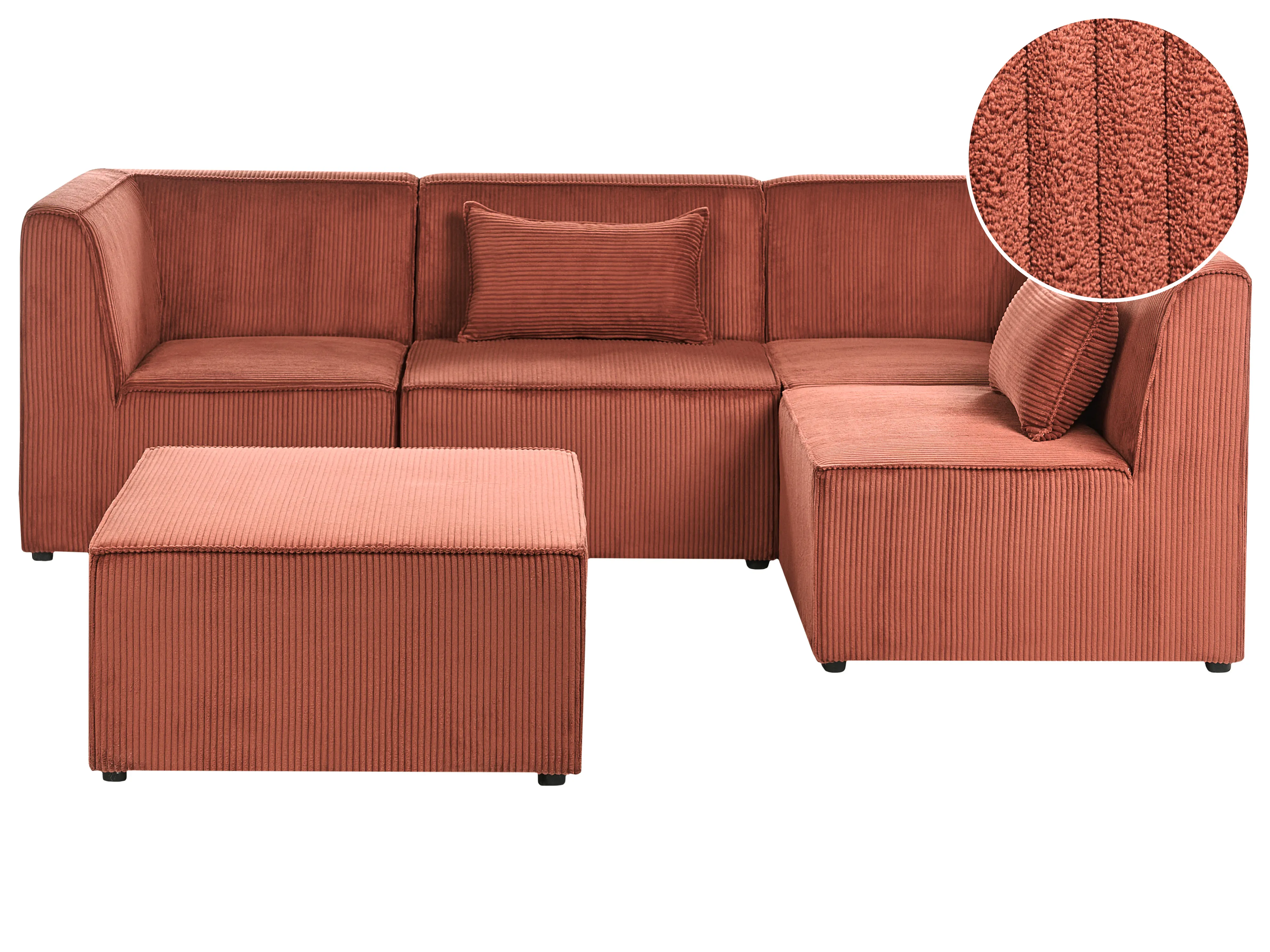 Modulaire hoekbank 4-zits LEMVIG Corduroy Goudbruin linkszijdig