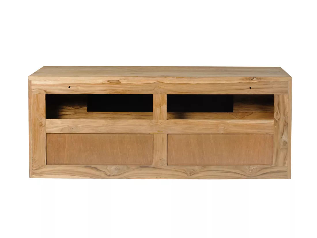 Meuble sous vasque suspendu en teck clair - 2 tiroirs - 115 cm - BIMBING