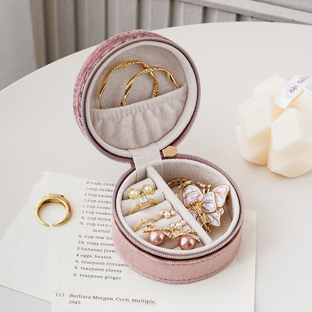 Mini rejse smykkeskrin Organizer Lyserød