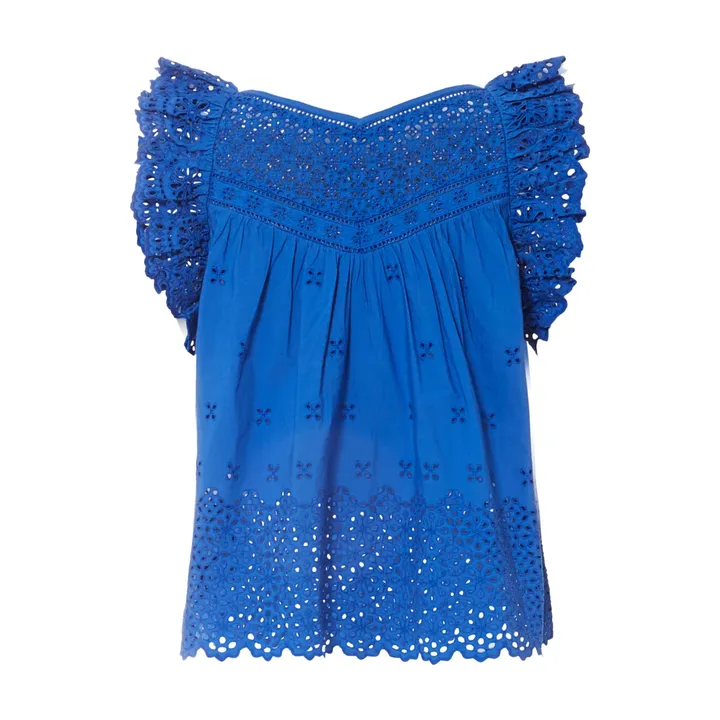 Ulla Johnson Blouse Leona Popeline de Coton | Bleu