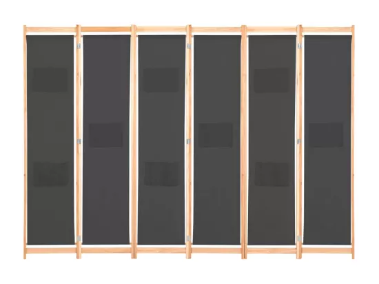 Cloison de séparation 6 panneaux Gris 240 x 170 x 4 cm Tissu