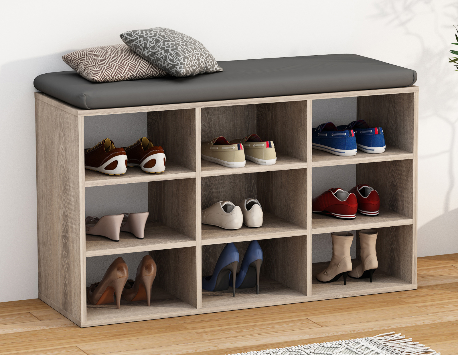 Schuhbank HINSOL XS - Sonoma Eiche - 9 Fächer
