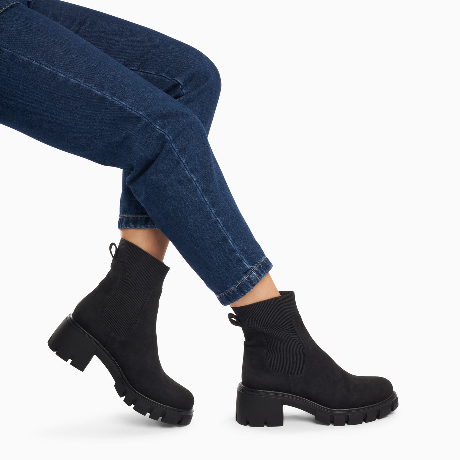 Bottines-Bottines Chelsea Valérie noires à talon cranté