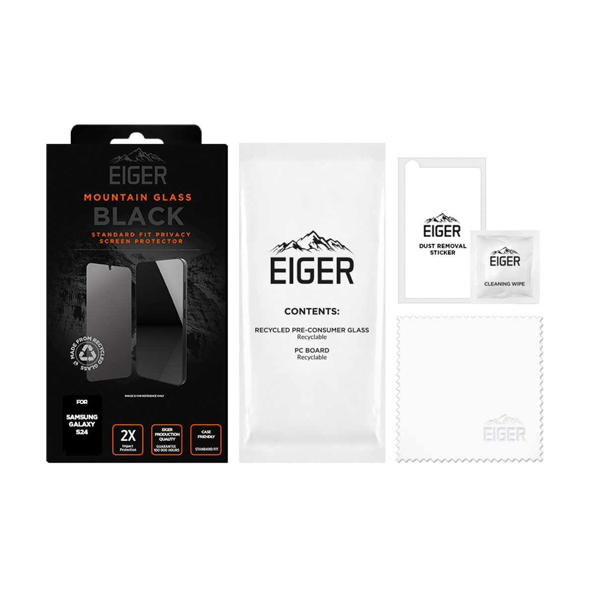 Samsung Galaxy S24 Mountain Glass Black Panzerglas 2.5D Privacy Displayschutz Case Friendly (EGMSP00250)