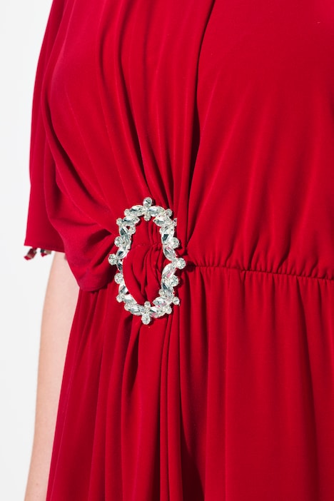Midikleid, drapiert, Oversized, V-Ausschnitt, Halbarm