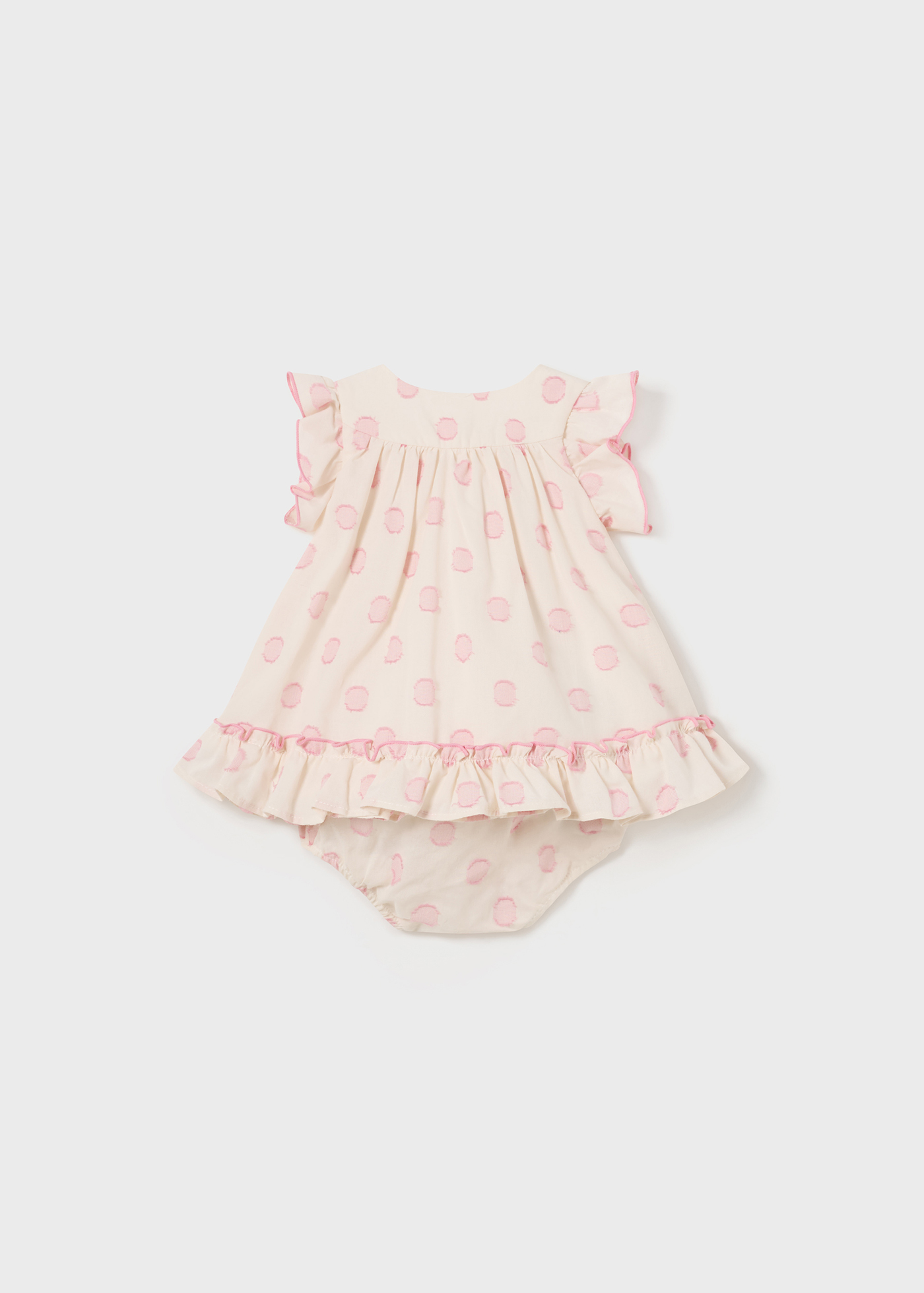 Vestido de algodão jacquard de melhor qualidade para recém-nascidos, branco