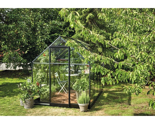 Halls Qube 68 kas, 5,1 m², 3 mm veiligheidsglas, 198 x 259 cm, zwart