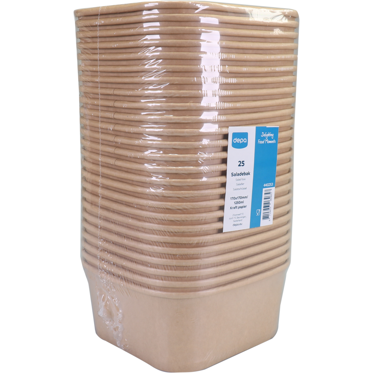 Depa Bak, Kraftpapier + PP, 1250ml, saladebak, 170x170x75mm, crème