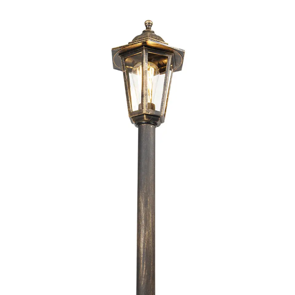 Qazqa staande buitenlampen new haven goudkleurig e27