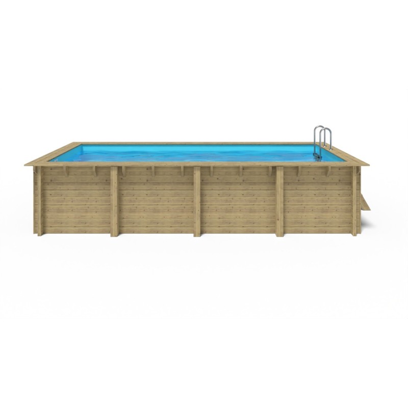 Piscine de jardin en bois - 6,20x3 x h.1,31 m - rectangulaire - coffre de filtration compris