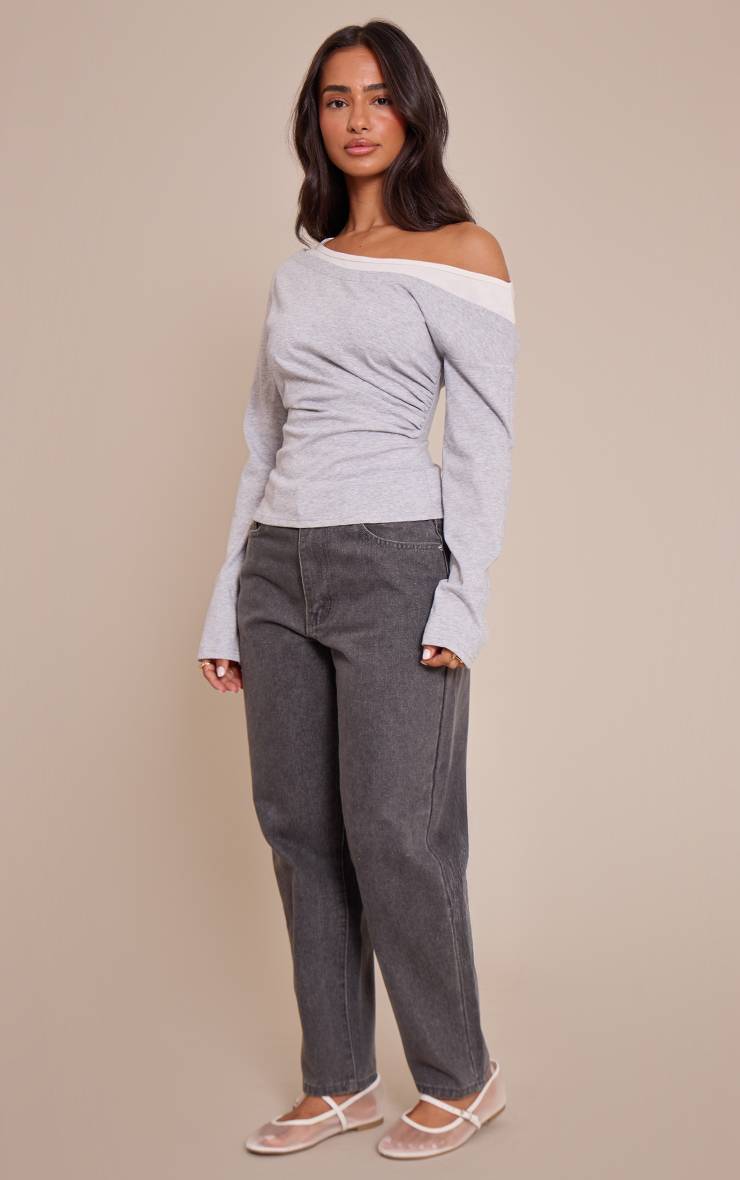 Gris Haut Petite À Double Épaisseur Avec Détail Asymétrique