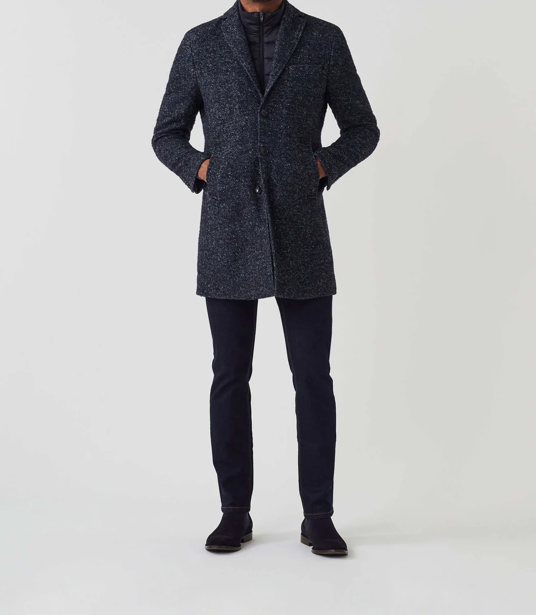 Manteau ville motif chevron bleu 