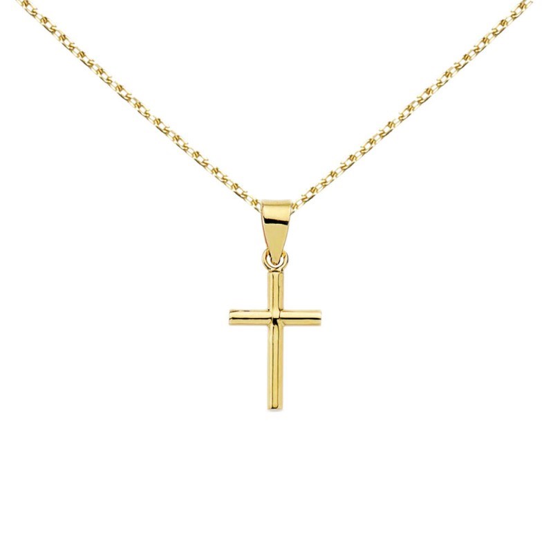 Collier - Médaille Croix Or 18 Carats 750/000 Jaune - Chaine Dorée